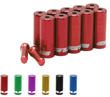 Fahrrad Endkappe 10 Stück Aluminium Bremszug Schaltzug 10 + 2 Set Endhülse für 4mm Schaltzughülle oder 5 mm Bremszughülle Caps mehrere Farben Bowdenzug (5 mm, Rot)