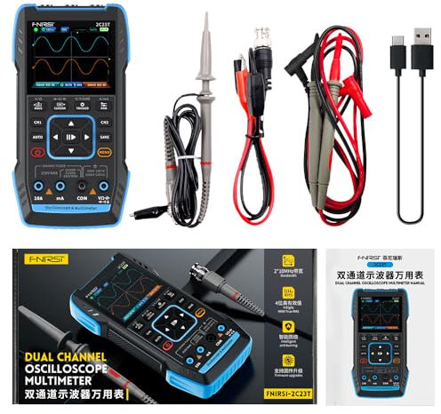 Fnirsi 2C23T Multimètre d'oscilloscope numérique portable + générateur de signal de fonction 2023 Dernier 3 en 1 double canal 10 MHz x 2 50 MS/s (Fnirsi 2C23T)