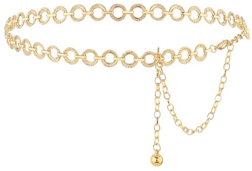 Molain Taillenkette aus Metall für Damen, Einstellbar Body Link Gürtel, Metall Kettengürtel Damen Legierung Taille Kette Taillengürtel für Jeanskleider (Gold)