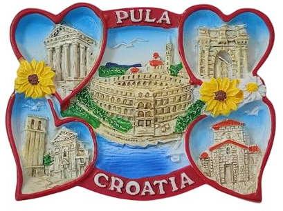 3D-Kühlschrankmagnet Pula, Kroatien, Reise-Souvenir, Kühlschrankdekoration, Kunstharz, handbemalt, Bastel-Kollektion