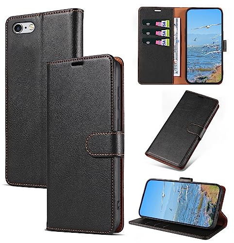 KKEIKO Handyhülle für iPhone 6s Plus/iPhone 6 Plus Hülle, Magnet Klappbar Handyhülle mit Kartenfach, PU Leder Stoßfest Schutzhülle für iPhone 6s Plus/iPhone 6 Plus, Schwarz