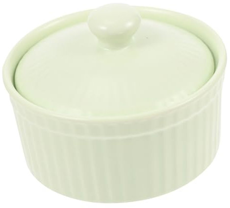 IMIKEYA Bol De Cuisson Céramique Avec Couvercle Vert Résistant Chaleur Pour Desserts Pudding Gelée Soupe Petit Bol De Cuisine Maison