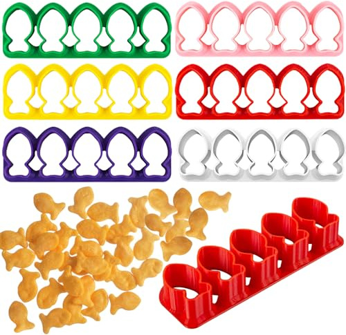 Mini-Goldfisch-Ausstechformen, Cracker-Ausstechformen, Set mit 6 Knallbonbons mit Kolbenstempeln, Sauerteig, 2,5 cm, Goldfisch-Backformen für Fondant