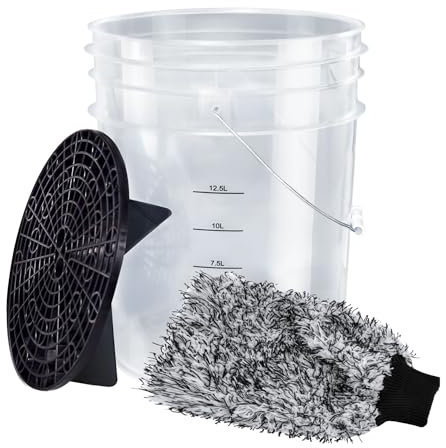BenBow Set Pulizia Auto: Secchio per Lavaggio Auto da 20 Litri con griglia e Guanto per la Pulizia - Ideale per Una Pulizia Delicata di Veicoli e Moto, Versatile nell'utilizzo