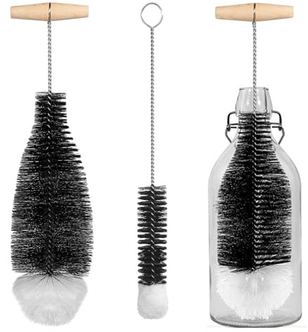 Flaschenbürste für SodaStream Crystal Glasflaschen, 2 Stück Reinigung Soda Reinigungsbürste, Universal Flaschenreiniger Bürste für Glaskaraffe Trinkflaschen Sodaflaschen (Schwarz)