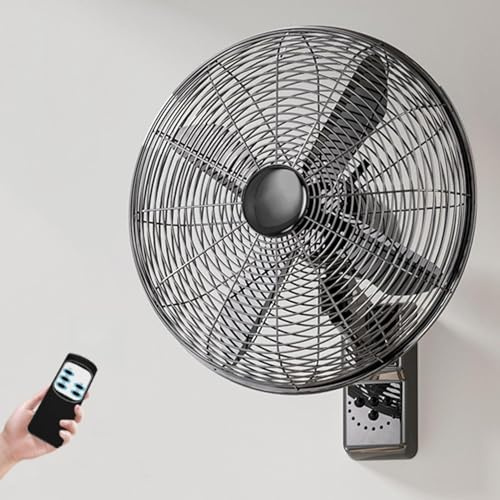 Ventilador De Pared Industrial, Ventilador De Pared con Mando A Distancia, 3 Velocidades (Normal, Nature Y Sleep), Suministro De Aire Oscilante De 90°, para Casa Y Oficina(Negro,16inch)