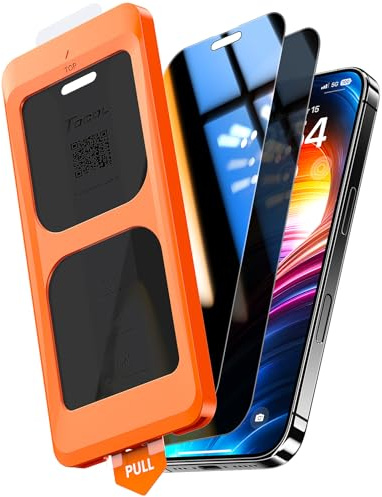 TOCOL für iPhone 16 Plus/iPhone 15 Plus für Panzerglas Sichtschutz, Stoßfest Full Screen Auto-Installation 0 Blasen 9H Kratzfest Anti-Fingerabdruck Blickschutz folie, Kompatibel mit Hülle, 2 Stück