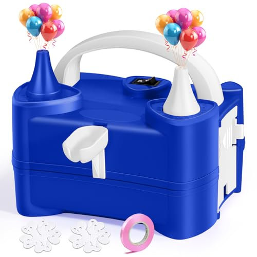 HELESIN Gonfia Palloncini Elettrico, 220V Pompa per Palloncini, Pompa per Palloncini Elettrica con Doppio Ugello per Gonfiatore, Macchina per Gonfiare Palloncini per Feste di Compleanno, Matrimonio