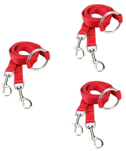 Parliky 3stücke Doppelleine Für Hunde Nylon Gurt Mit Zwei Clips Von Zwei Hunden Rot Für Kleine Haustiere