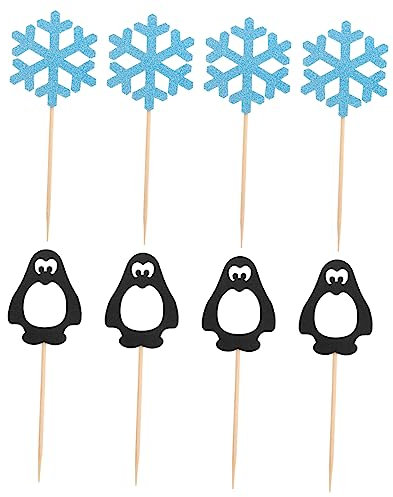 TOYANDONA 24stücke Pinguin Schneeflocken Kuchendekorationen Für Geburtstagsfeiern Festliche Tortenaufsätze Und Cupcake-dekorationen Für Winter-events Und Feierlichkeiten