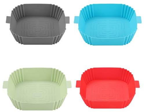 Angelluck Teglia riutilizzabile in silicone per forno ad aria per pizza e polli fritti, cestino per cottura senza disordine, compatibile con aria