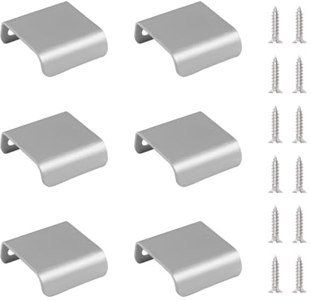 MOROBOR 6 Stück Schrankgriffe, Fingerkantengriffe aus Edelstahl, unsichtbar, Schrankgriffe, Schubladenkantengriffe, versenkte, verdeckte Griffe für Schubladen, Schränke (38 mm, gebürstetes Silber)