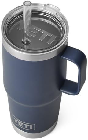 YETI Rambler Straw Mug, Stainless Steel Vacuum Insulated Mug with Stronghold Lid, Navy, 25 oz (739 ml)