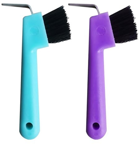 IKOPFLN Hufkratzer Pferdekopf Hufauskratzer mit Bürste 2 in 1 Hufauskratzer Pferdepflege Zubehör Hufkratzer Antirutschgriff Pferd Grooming Tools für Saubere Hufe, Zufällige Farbe, 2 Stück