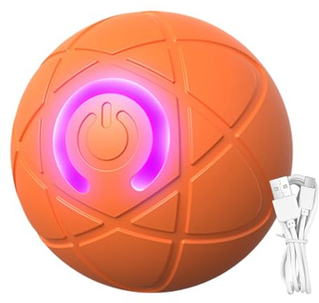 Interaktives Hunde Ball Spielzeug, Automatisch Rollender Ball, Selbstrollender Ball Hunde,Interaktives Hundespielzeug Ball, Wiederaufladbarer interaktiver Hundespielzeug-Hundeball mit LED-Licht, Blau