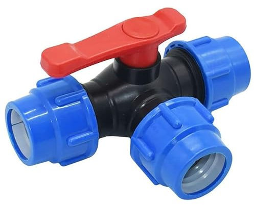 PLLJIAXUAMCLNL T-Rohr Kugelhahn T-förmiger Verbinder 20/25/32/40/50/63mm, PVC PE Rohr Wasserhahn T-Stück 1/2 3/4 1 1.25 1.5 2 (50MM)