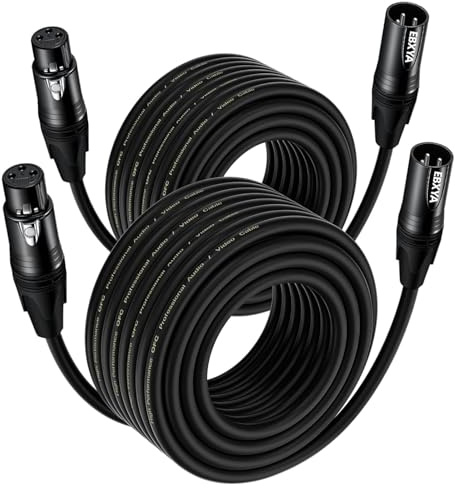 EBXYA XLR Mikrofonkabel 20m 2er-Pack für Podcast, PA&Veranstaltungstechnik | 3-polig symmetrisch, abgeschirmt, Rot/Blau, Profiqualität, robust, rauscharm, zuverlässig