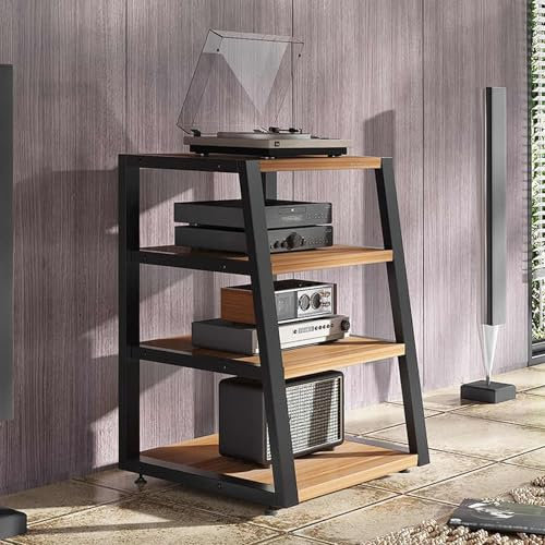 WNYAILLL Estante De Audio, 4 Estante Soporte Multimedia AV, Tocadiscos de Vinilo Stand, Estante De Almacenamiento De Componentes Estéreo, Mueble Tocadiscos, Equipos Música Consola(Yellow)