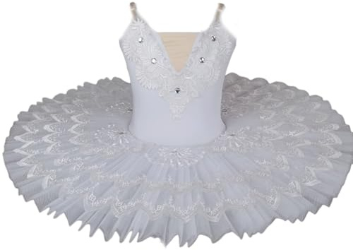 EFLALYHG Weiß,120, Professionelles Ballett-Tutu für Mädchen, Ballettkleid, Kinder, Pfannkuchen-Tutu, Ballerina, Prinzessin, Geburtstagsparty, Kleid, Ballettkostüm