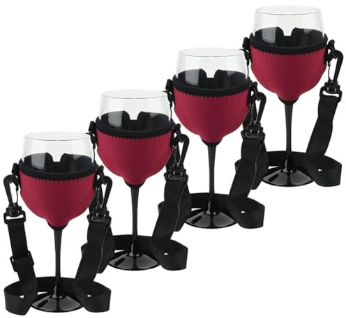 Cpolebev 4 STK. Tragbarer Weinglashalter-Gurt, Weinschlinge, Glashalter-Unterstützung, Umhängeband für Geburtstags-Cocktail-Tools B