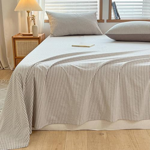 HAIBA Bettlaken ohne Gummizug 230 x 245 cm Hellgrau 100% Baumwolle | Weiche und pflegeleichtes Betttuch aus Baumwolle ohne Gummizug Flaches Laken passend für hohe Matratzen