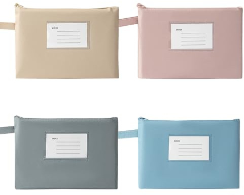 Niaciswe 4 Stück Banktasche Geldtasche 4 Farben Geldmappe Wasserdichte Stofftasche mit Reißverschluss Geldscheintasche Fenster Geldschein Kosmetiktasche Dokumentenpaket für Reise Schule Büro zu Hause