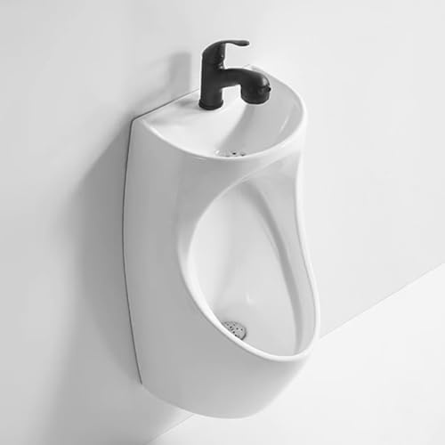 GMBAYUE Orinatoio Sospeso, Orinatoi in Ceramica con Rubinetto Retrattile, Orinatoi for Bagno Maschile, Orinatoi Ad Alta Efficienza, Salvaspazio for Scuole/Luoghi Pubblici