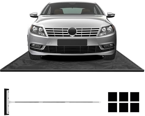 GYMAX Alfombrilla de Garaje, Superficie de PVC Antideslizante y Resistente, Borde Elevado Antifugas, para SUV y Coches Medianos, 5,5 x 2,4 m