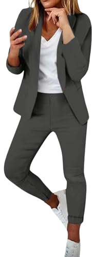 Completi Donna Ufficio Completo Due Pezzi Casual Aperto Davanti Colletto Abito Ufficio Manica Lunga Matrimonio Set Da Cerimonia Giacche E Pantalone Tuta Da Lavoro Business Per Business E Matrimoni
