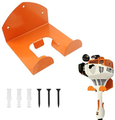 LCUHAVA Soporte para herramientas de jardín de acero galvanizado, soporte de pared con 3 tornillos, 3 tacos para desbrozadora, desbrozadora, herramienta de jardín, almacenamiento de escoba, garaje