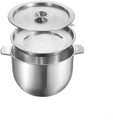 Fat Separator Jug Grease Separator Pot Oil Strainer Basin Bowl In Stainless Steel With Lid for Efficient Filtering Of Lard And Cooking Grease(2.8L)