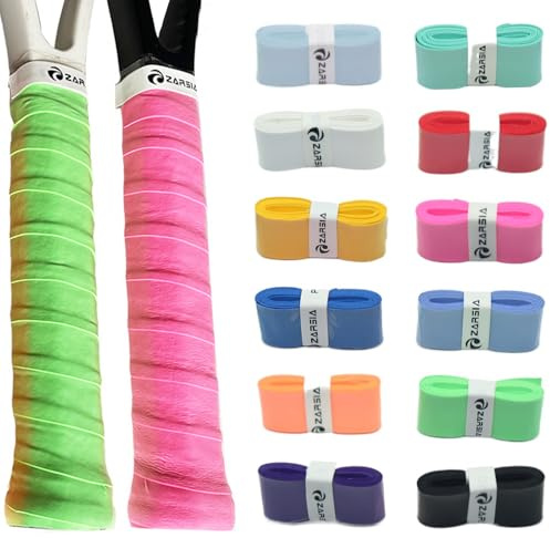 Korsaot 12 Pezzi Grip Racchetta Tennis, Antiscivolo Overgrip Padel, Autoadesivo Grip Racchetta Padel, Overgrip Tennis per Tennis, Badminton, Racchette da Squash