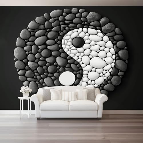 Tapete Fototapete 3d Effekt Minimalistisch Elegant Stein, Tapeten Wandekoration Wohnzimmer Schlafzimmer Büro Flur, Vliestapete Wandtapete Bildtapete Wand Dekoration 250 x 175 cm, Schwarz Weiß