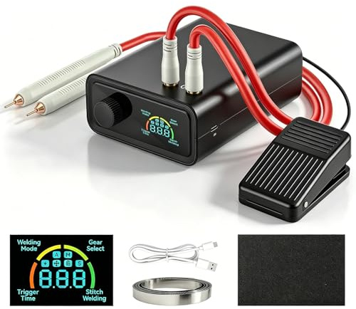 11340W Punktschweißgerät für Akkus mit Fußpedal Nickelband und Punktschweißstift, 5000mAh akku schweißgerät Drehknopfbedienung, 0,1–0,4mm Spot Welder zur Herstellung von DIY-Akkupacks Fußbetätigt