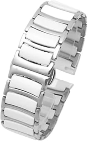 Keramiskt klockarmband Universal 20mm 22mm 18mm Quick-release Rostfritt stål Vikbart spänne Armband(White,20mm)