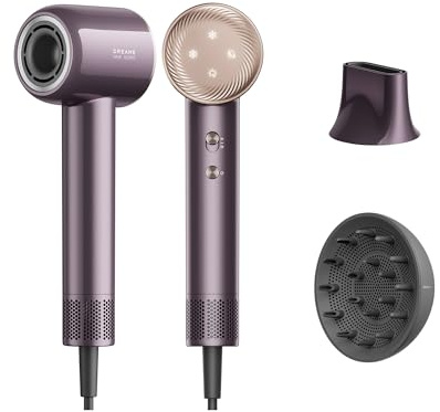 DREAME Hair Glory Combo Hochgeschwindigkeits-Haartrockner | 70 m/s,300 Mio. Negativ-Ionen,Diffusor & Styling-Düsen,110.000 U/min Motor,Konstante 57 °C,Leicht,Lila