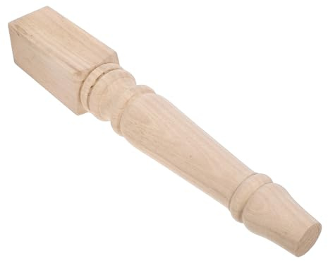 PENIKOKO Massives Holz Tischbein Gedrechselt 43x6cm Unbehandelt Landhausstil Ersatzmöbelbeine für Esstisch Küchenbank und Eingangsmöbel