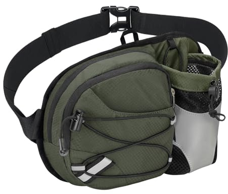 Dosurer Gürteltasche mit Flaschenhalter Bauchtasche Trinkgürtel Gurt Verstellt Hüfttasche für Running Wandern Reise Camping Hundetraining für Damen und Herren