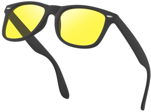 OJIRRU Lunettes Conduite de Nuit Homme Femme Polarisés - Anti éblouissement Lunette Vision Nocturne Verre Jaune