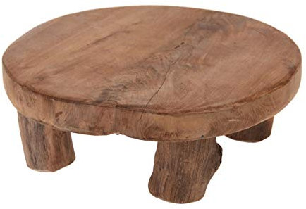 Spetebo Echt Holz Pflanzenhocker Teak - 20x7 cm - Kleiner Deko Hocker Blumenhocker massiv aus Handarbeit