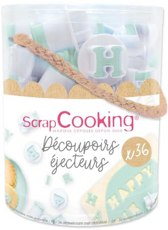 ScrapCooking - Cubo de 36 cortadores de letras y números