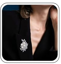 TseenYi Perla Flor Broche Pin Rhinestone Perla Pin Barroco Moda Cristal Pin Joyas para mujeres y niñas Cardigan Clip Solapa Clip Camisa Clip Boda Día de San Valentín Navidad (Plata)