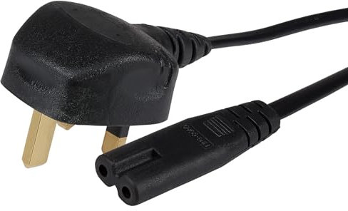 Maplin Power Lead IEC C7 Fig 8 2 Pin Plug to UK 3 Pin Mains Plug 3 Amp Fuse, 2m Cable