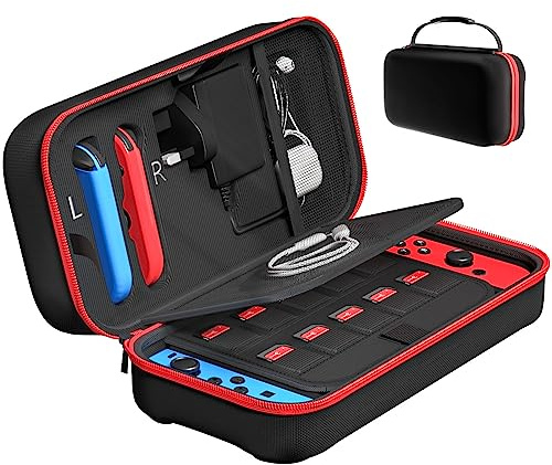 Fenolical Tasche Kompatibel mit Nintendo Switch/Switch OLED, Harte Tragetasche Hülle Case für die Nintendo Switch/Switch OLED, Schutzhülle mit Aufbewahrung für 20 Spiele, Konsole & Zubehör