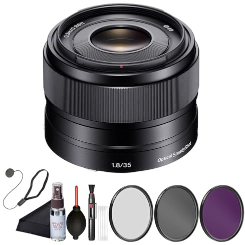 Sony E 35mm F1.8 OSS Standard Prime Lens (SEL35F18) – APS-C E-Mount | Bright F1.8 Aperture | Built-in Optical SteadyShot | Filter Kit, Cap Keeper, Cleaning Kit, and More