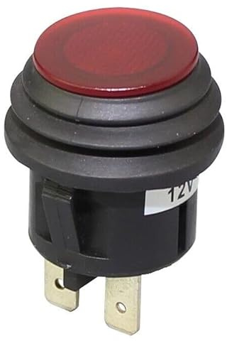 KFZ Wasserdichter Druckknopfschalter 12V 20A, mit roter LED, Snap-in Montage in 20mm Bohrung EIN/AUS 3-polig Schalter für PKW LKW Boote ASW-29D