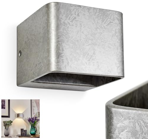 LED Wandleuchte Chuitna, Wandlampe aus Metall in Nickel-Antik, moderne Leselampe mit Up & Down Lichteffekt an der Wand, 1-flammig, 1 x LED 4,3 Watt, 430 Lumen, 3000 Kelvin