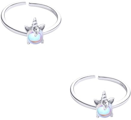 GALPADA 2St Öffnender Einhornring verstellbare Ringe aus Sterlingsilber Damenringe Ringe für Mädchen Bandringe für Damen Mädchen Ringe offener Bandring Modering ring einhorn Schmuck
