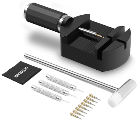 BYNIIUR Watch Link Removal Kit, Watch Adjustment Band Resizing Tool Kit for Bracelet Replacement, Strap Sizing Adjuster with Pin Remover for Watchmaker Repair, Link Pin Removal Punch, Hammer