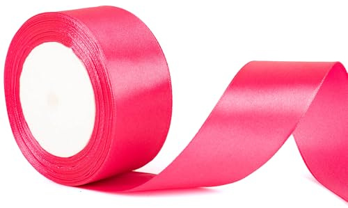 40 mm brett varmrosa band Tjockt satinband Ljusrosa bröllopsbilband, tjockt varmrosa band för presentinpackning Hårrosett Bukett Crafting Bröllopsbil Dekoration Tårta Present Inslagningsband